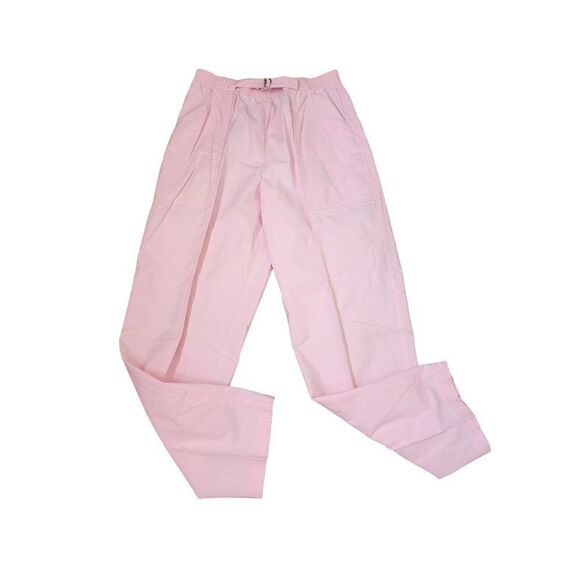Vintage 80s Elastic Waist Pants Womens Size M Pink Cotton Straight Leg Coastal - Picture 1 of 7